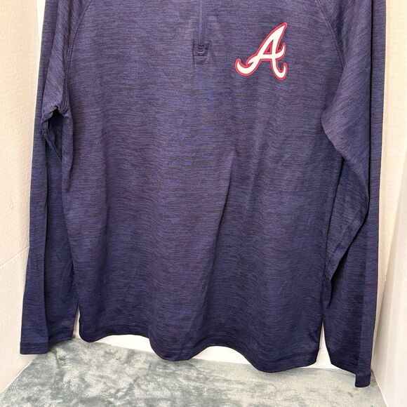 Atlanta Braves Majestic Contenders Welcome Quarter Zip Mock Neck Pullover Jacket - Picture 3 of 8